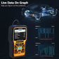 FOXWELL NT301 OBD2 code reader displaying live data graphs on LCD screen