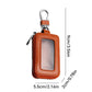 Yellow key fob case with transparent window and metal key ring, compact size