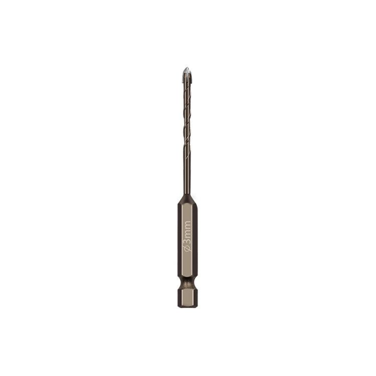 Hex shank spiral flute drill bit for glass and tile, dark metal, single bit