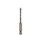 Hex shank spiral flute drill bit for glass and tile, dark metal, angled close-up