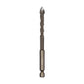 Hex shank spiral flute drill bit for glass and tile, dark metal, centered side profile