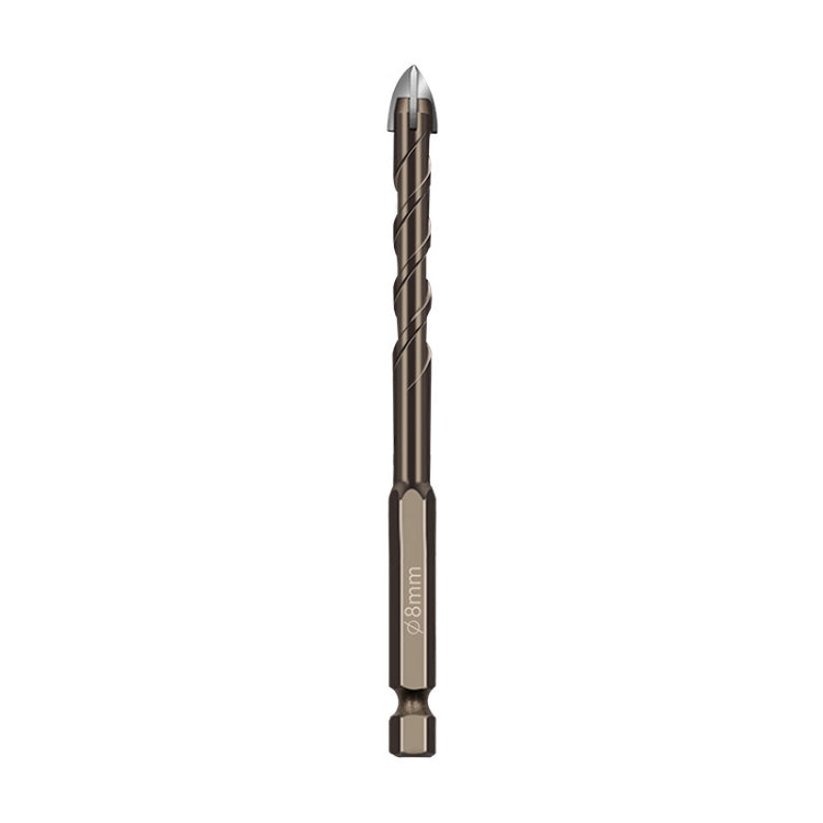 Hex shank spiral flute drill bit for glass and tile, dark metal, centered side profile