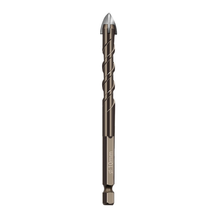 Hex shank spiral flute drill bit for glass and tile, dark metal, full length angle