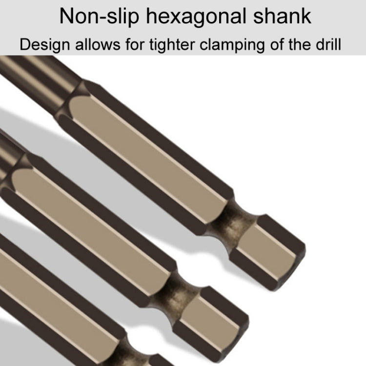 Non-slip hexagonal shank spiral flute drill bits for glass and tile, dark metal