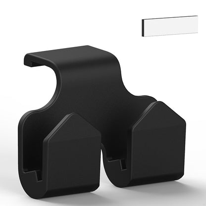 2-piece black car armrest storage hook set with dual clip bases