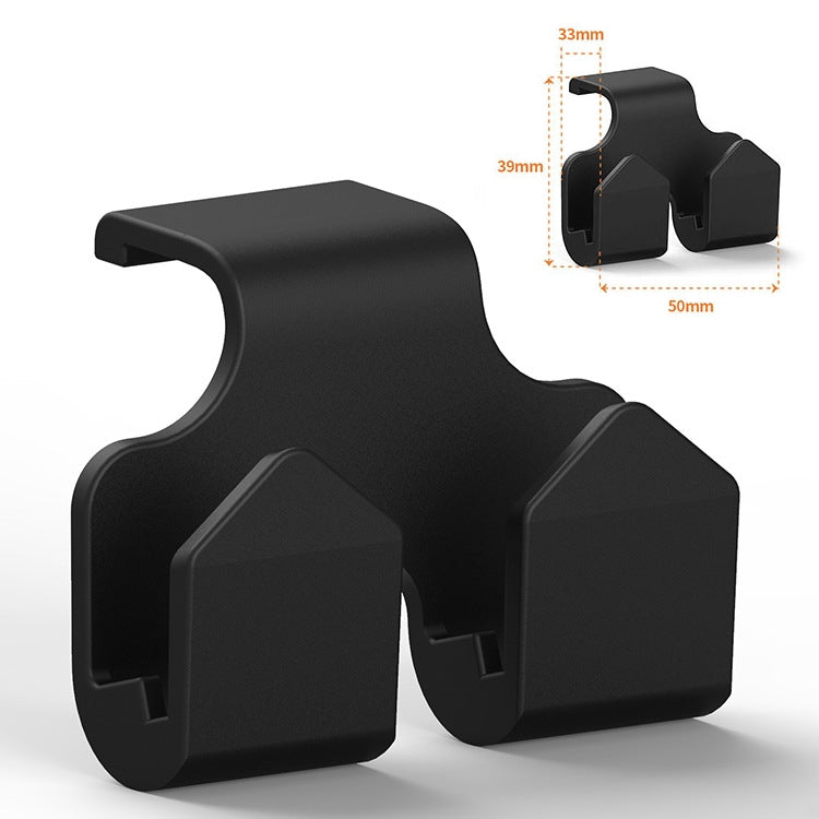 Black 2-piece car armrest storage hooks with interlocking clip design