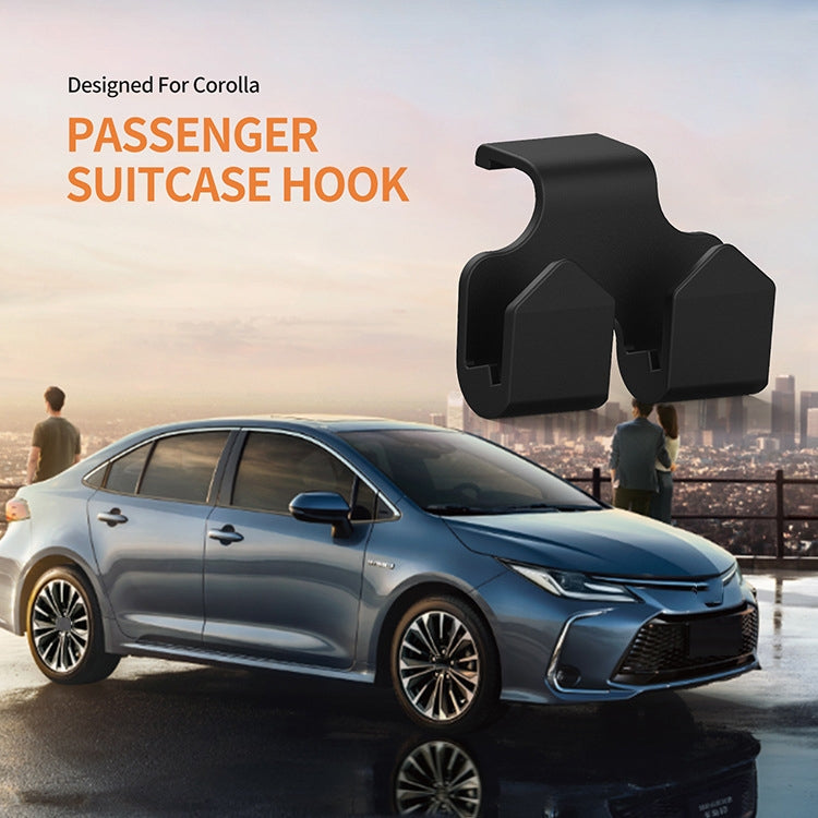 Black dual-prong car armrest storage hook for hanging bags
