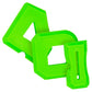 Green silicone scraper set with angled head, square grip, and long slotted blade