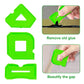 Green silicone scraper heads for removing old glue and smoothing gaps on tile edges