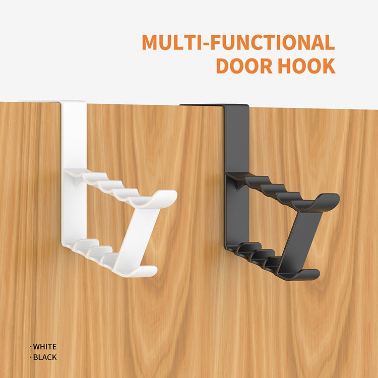 Multi-function door hook set: white and black pronged holders for door back use