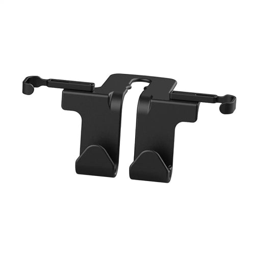 Black car phone holder clamp with two side arms and two bottom supports