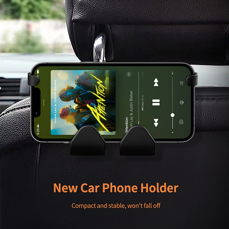 Black car phone holder holding a smartphone with dual bottom grips