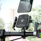 Black aluminum bicycle navigation mount phone holder attached to handlebar