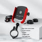 Red motorcycle phone holder kit with mirror mount, wrench, fuse, and cable ties