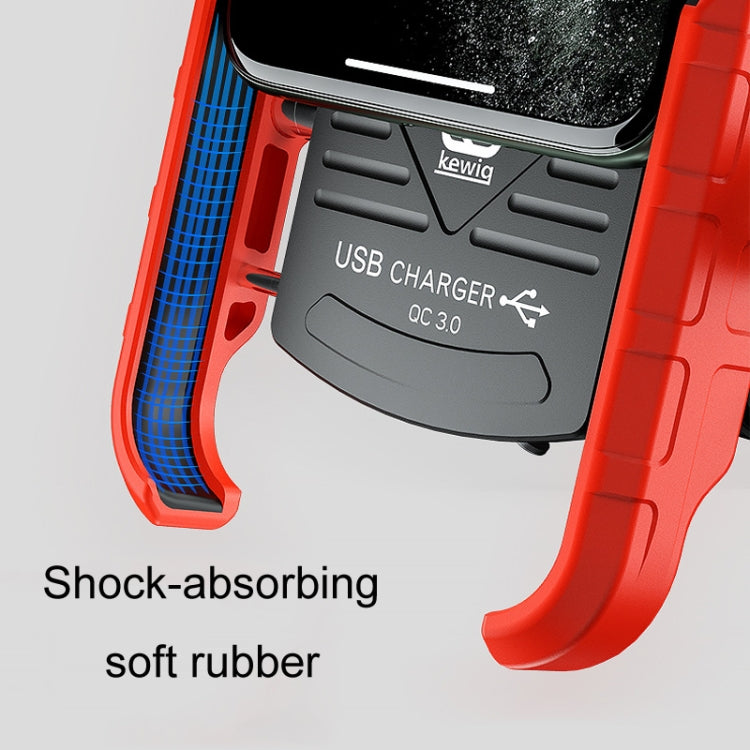 Red motorcycle phone holder with textured shock-absorbing rubber grip pads