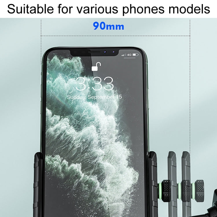 Motorcycle phone holder holding a smartphone in portrait orientation