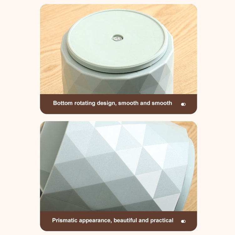 Geometric rotating storage bucket, light green, smooth circular base with lid