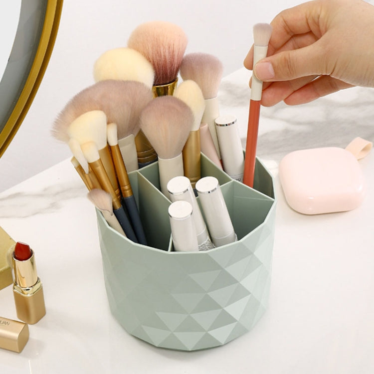 Light green makeup brush holder bucket with divided compartments and brush set