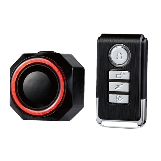 Bicycle taillight alarm unit with red LED ring and mounting bracket, black housing