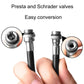 Bicycle pump valve adapters for Presta and Schrader, metal and black