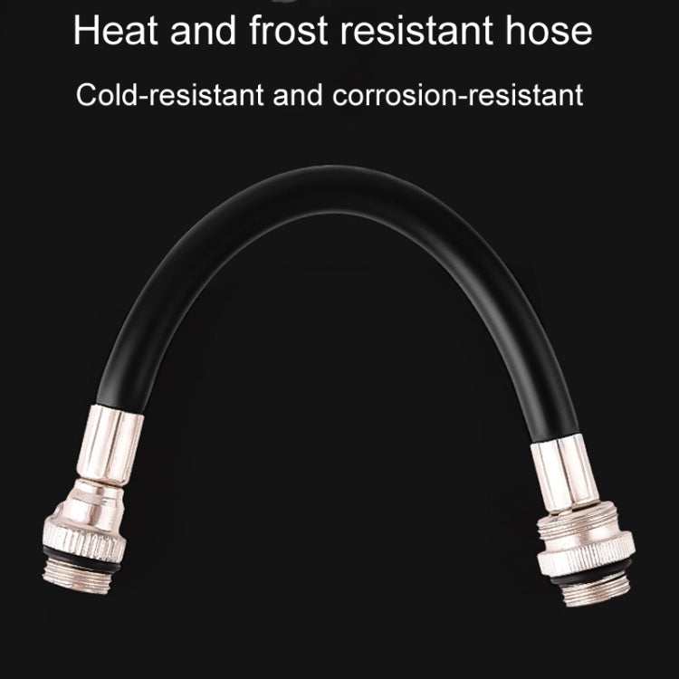 High-pressure air pump hose with metal ends and black rubber loop