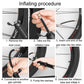 Bike air pump inflating setup showing nozzle connection to tire valve