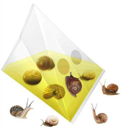 Transparent triangular snail/slug trap bag with yellow bait window
