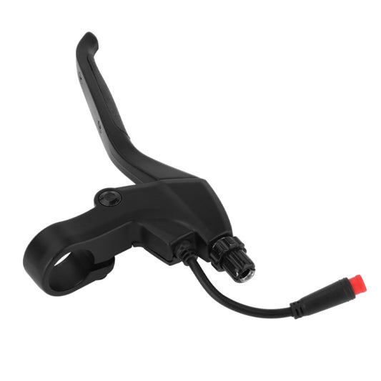Electric scooter brake lever handle with black cover and red-tipped connector
