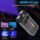 Gray keychain flashlight with bright LED and UV light capability label