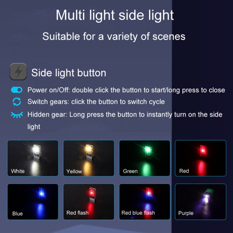 Black mini keychain flashlight with side light button and multi-color light options