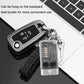 Keychain mini flashlight with adjustable strap and keyring, clear window, black and gray