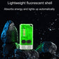 USB rechargeable keychain flashlight with neon-green translucent shell and dual buttons