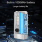 USB rechargeable keychain flashlight with transparent battery indicator window and dual buttons