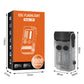 EDC rechargeable keychain flashlight box with clear body and black head, LED indicators