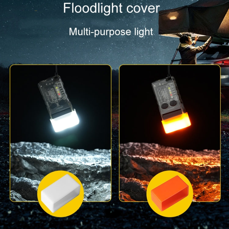 Rechargeable keychain mini flashlight with floodlight cover, white and orange light modes