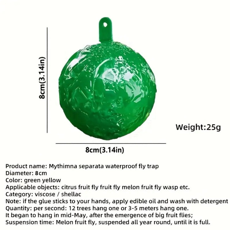 Green hanging sticky trap ball with mounting loop
