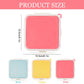 Pink, blue, and yellow silicone sandwich storage box size view