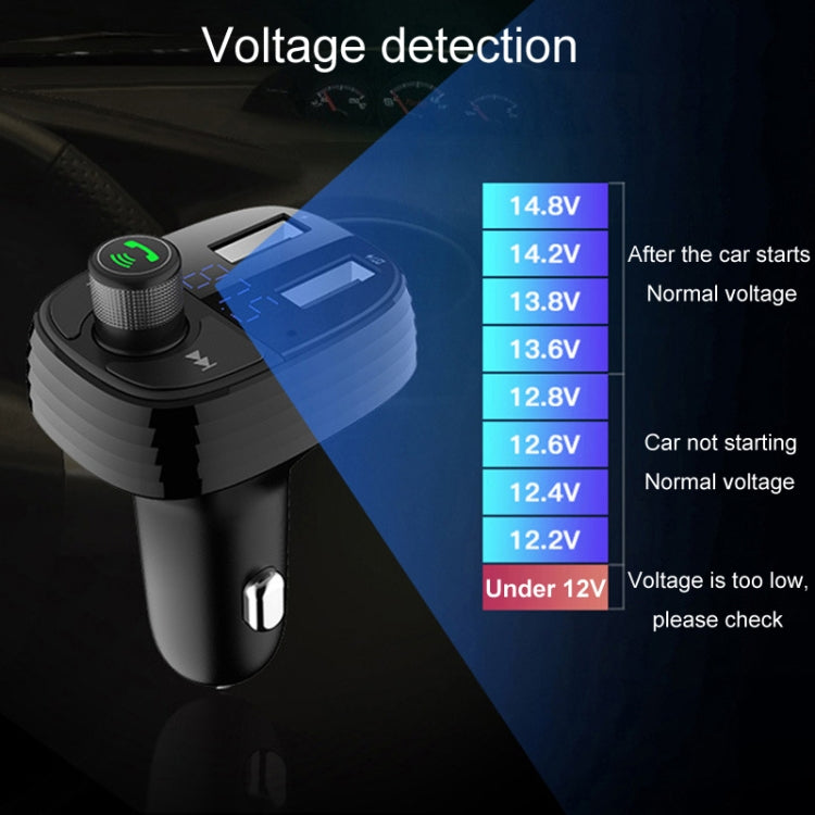 Car Bluetooth fast charger receiver with voltage detection, black cigarette-lighter plug