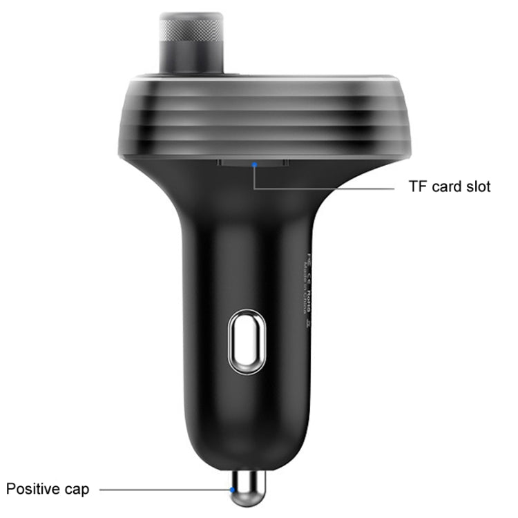 Car Bluetooth fast charger receiver with top speaker grille and connector cap, black