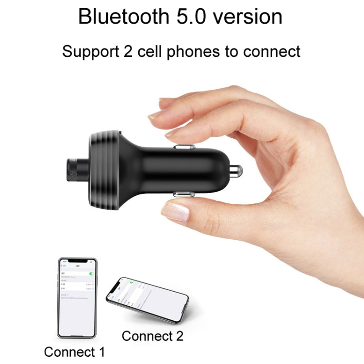 Car Bluetooth fast charger receiver plug-in adapter for 12V cigarette lighter, black