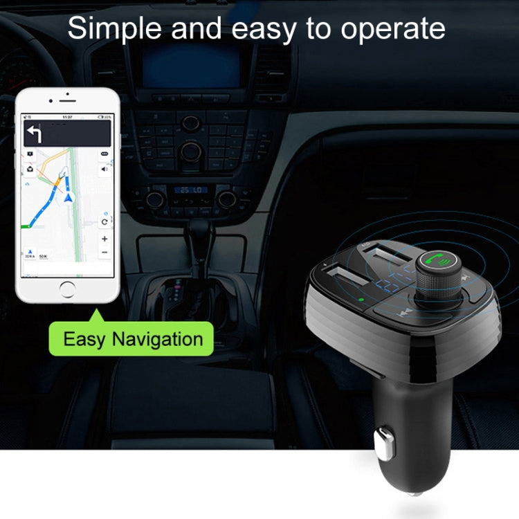 Car Bluetooth fast charger receiver with LCD display and control knob, plug-in design