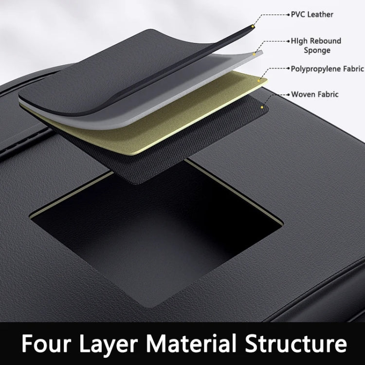 Four-layer car trunk storage bag with padded lid and textured fabric base