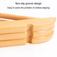 Grooved non-slip wooden hanger arms with rounded shoulder notch.