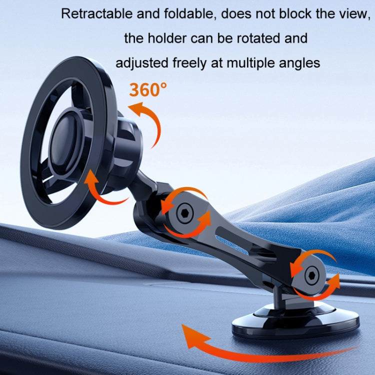 Black magnetic phone holder with foldable 360-degree rotating arm