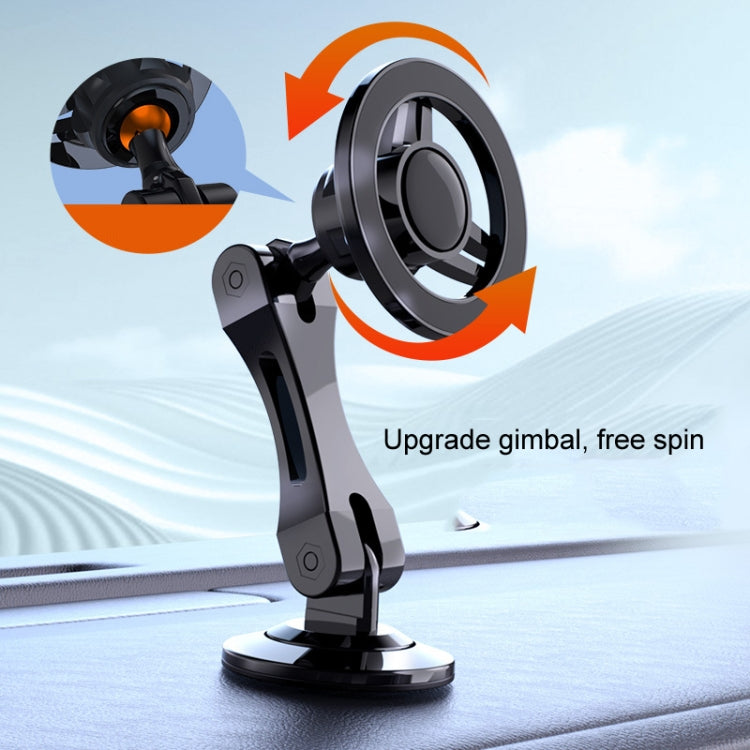 Black magnetic phone holder with rotating gimbal ring and base