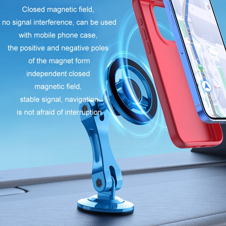 Blue magnetic phone holder with smartphone case and magnet ring