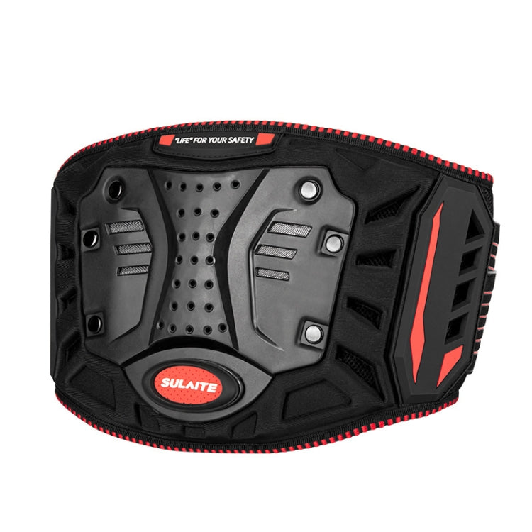 Motorcycle anti-fall waist belt, black molded pads with red trim and side impact panels