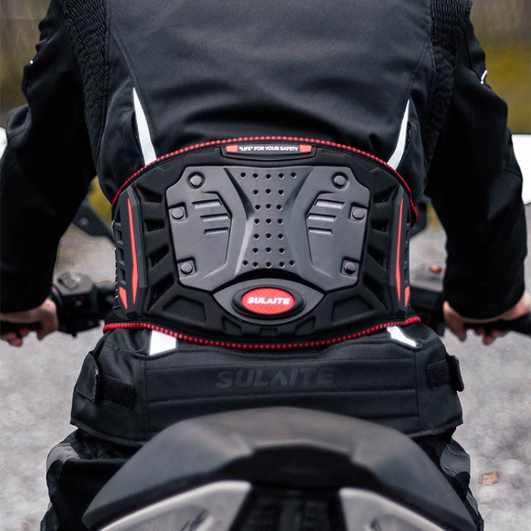 SULAITE anti-fall belt with molded gray armor panel and red stitched edges