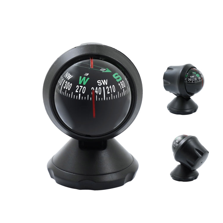 Black compass guide ball car ornament with spherical dial and rotating base