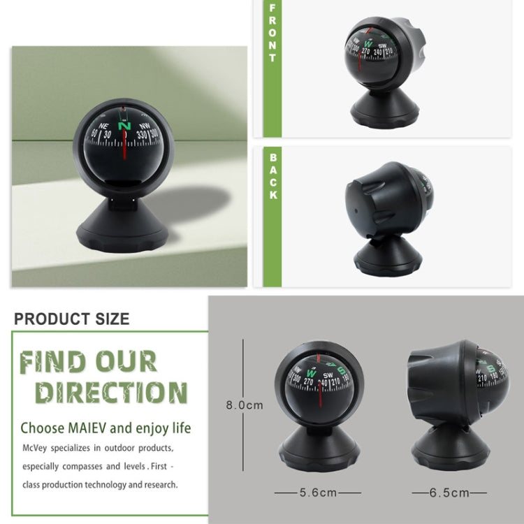 Guide ball compass with black base, shown in several angles for viewing